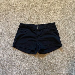 Black denim shorts